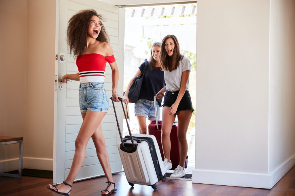 vacation rental friends suitcases clean safe fun