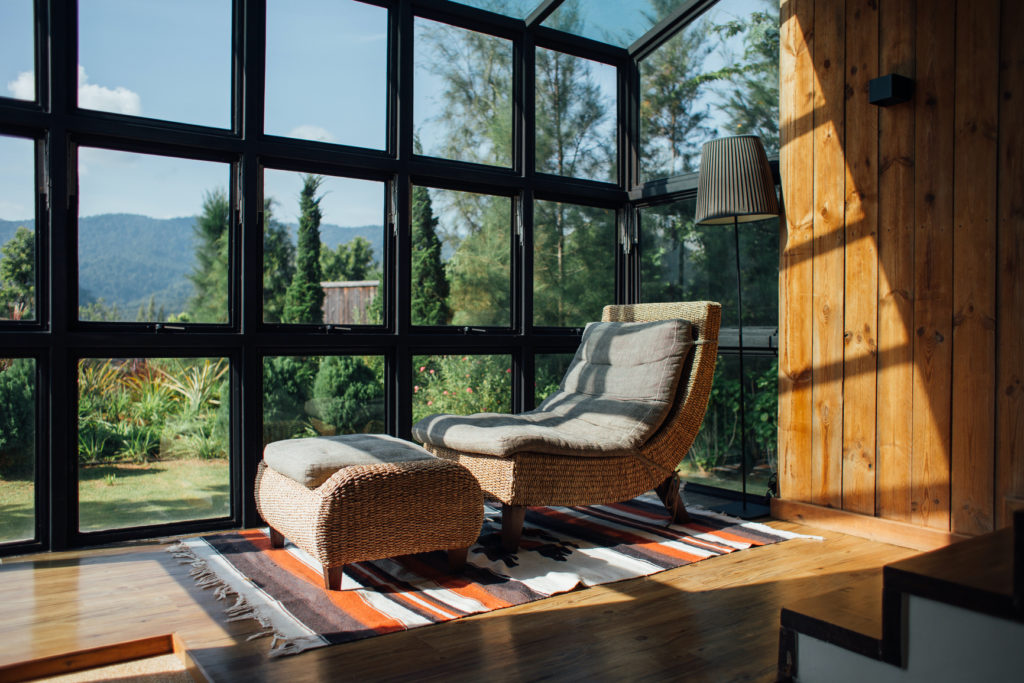 vacation house mountain cabin rental window trees view sunshine