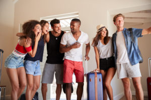 noise detection vacation rental house college students suitcases